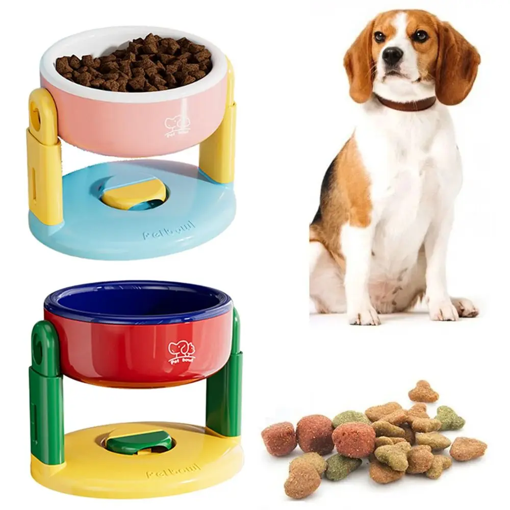 

Suction Cup Type Cat Drinking Feeding Bowl Protect Cervical Spine 3 Gear Height Adjustable Cat Bowl with Stand Anti-Spill