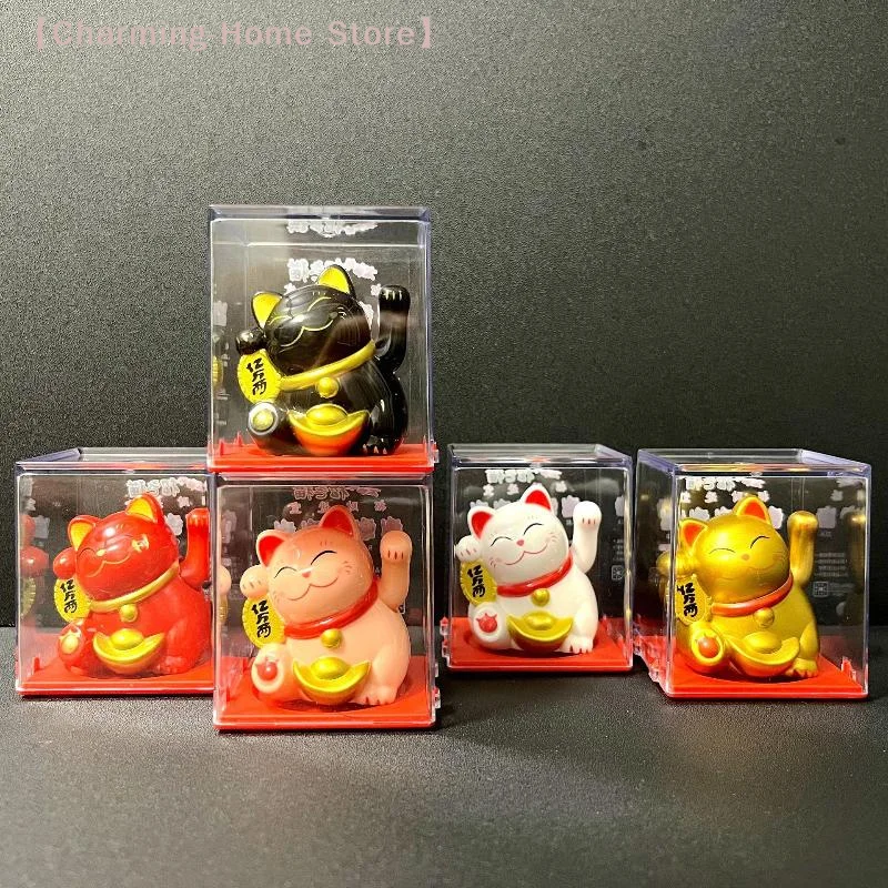 【M】1Pcs Solar Powered Claws Movable Lucky Cat Decor 2inch Mini Lucky Cat Ornament For Desk Table Counter Bring Fortune Ornaments