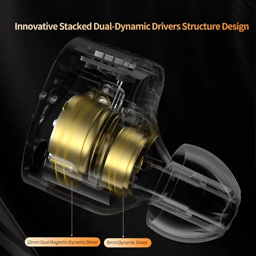 Imagen 2 del producto KZ Castor-auriculares intrauditivos HiFi 2DD, dinámicos, de alta gama, con armadura equilibrada sintonizable, cancelación de ruido con Cable desmontable