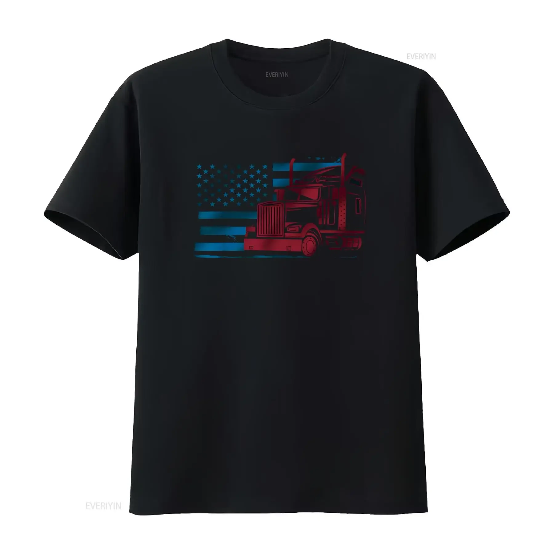 American Flag Semi Truck Driver 18 Wheeler Patriotic Trucker T Shirt vintage Washed homme Versatile designer clothes