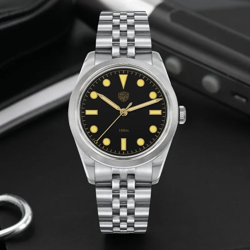 Watchdives WD1950S 36mm Quartz Watch C3 Super Luminous Bubble K1 Crystal VH31 Movement 100m Waterproof Retro Dress Wristwatch