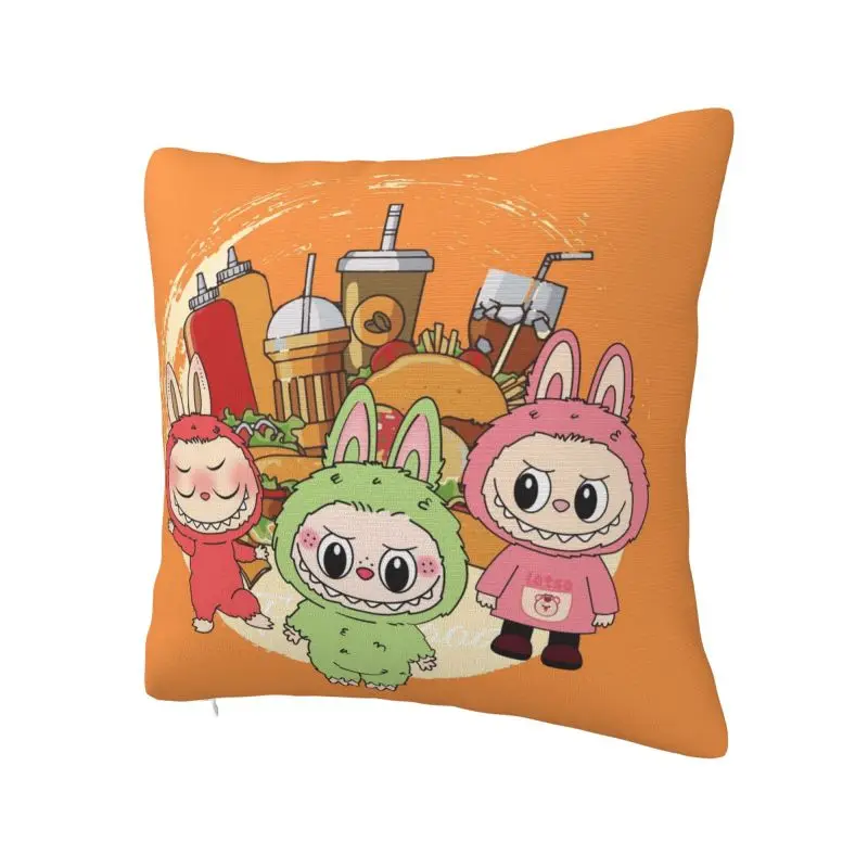 Custom Funny Anime Labubues Cushion Cover Decoration 3D Printing Throw Pillow Case for Living Room Two Side