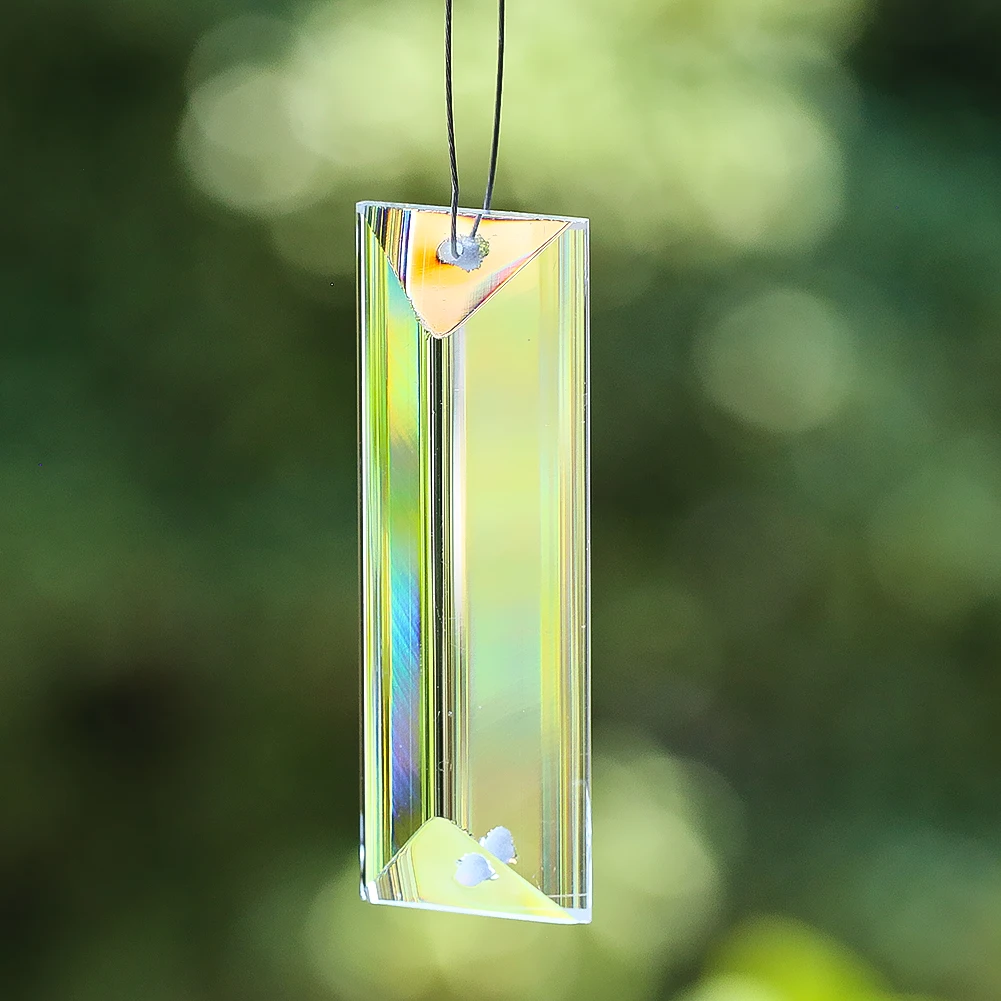 2PCS 63mm Crystal Bar Drop Chandelier Lamp Parts Replacement Pendant Triangular Glass Prism Suncatcher Suspended Hanging 2 Holes