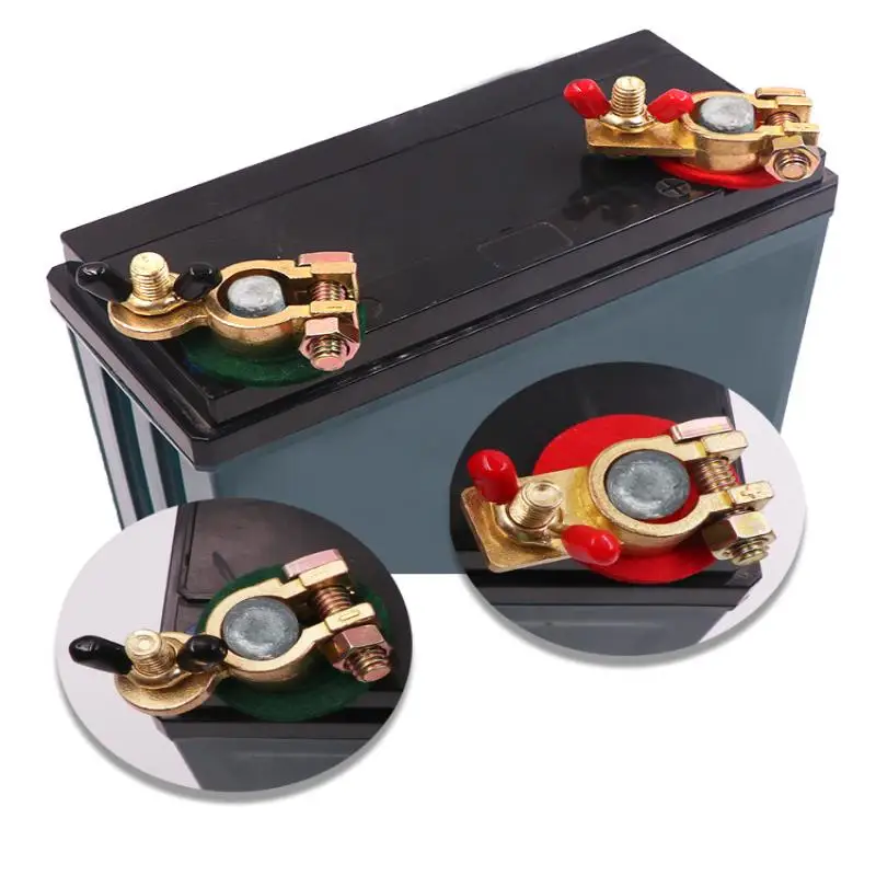 Wholesale 1 Set Solid Brass Clamps Connectors Car Truck Boat Caravan Battery Terminals With Quick Release For RV Motorbike