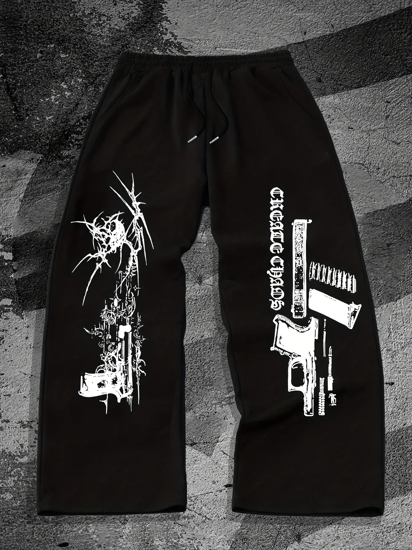 Spring and Autumn Men's Outdoor Home Leisure Pants Street Fashion Wide Leg Pants Printed Patterns Versatile