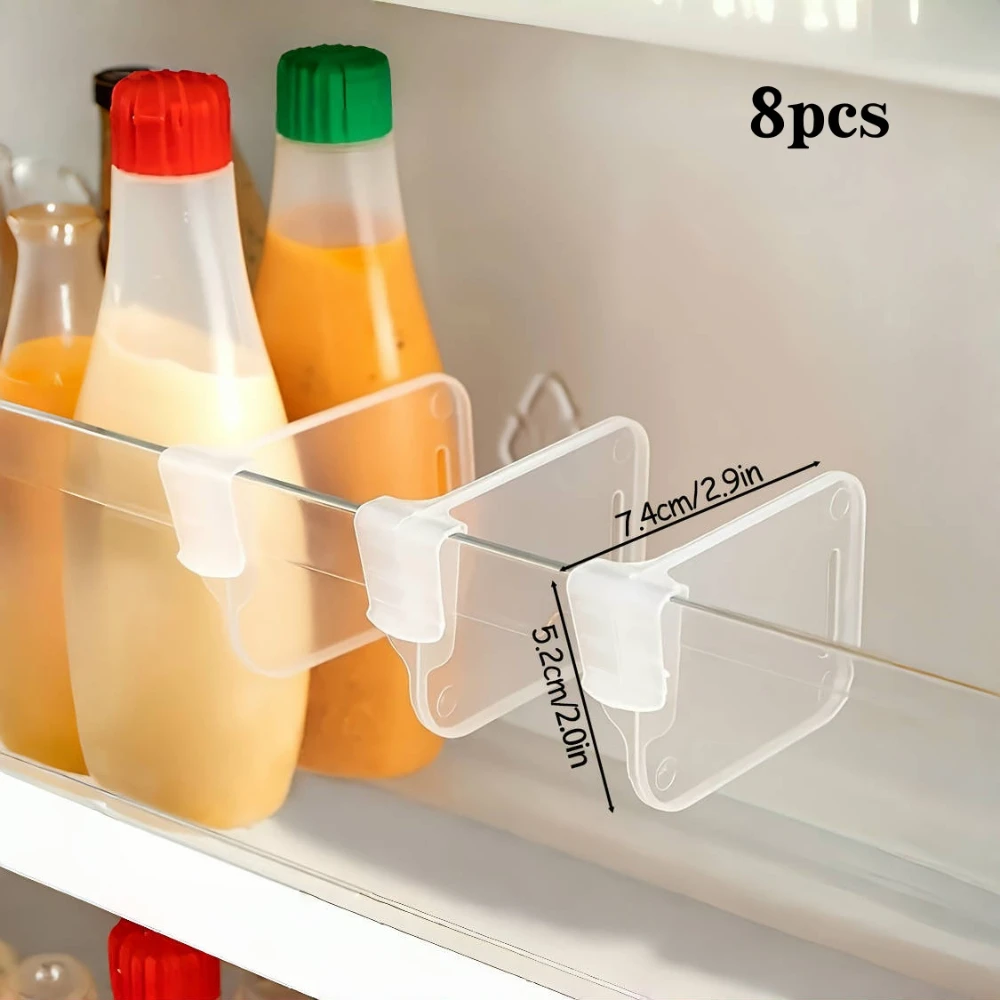 8Pcs Multifunctional Refrigerator Side Door Finishing Partition Plate-Thick Transparent Storage Compartment, Space Management