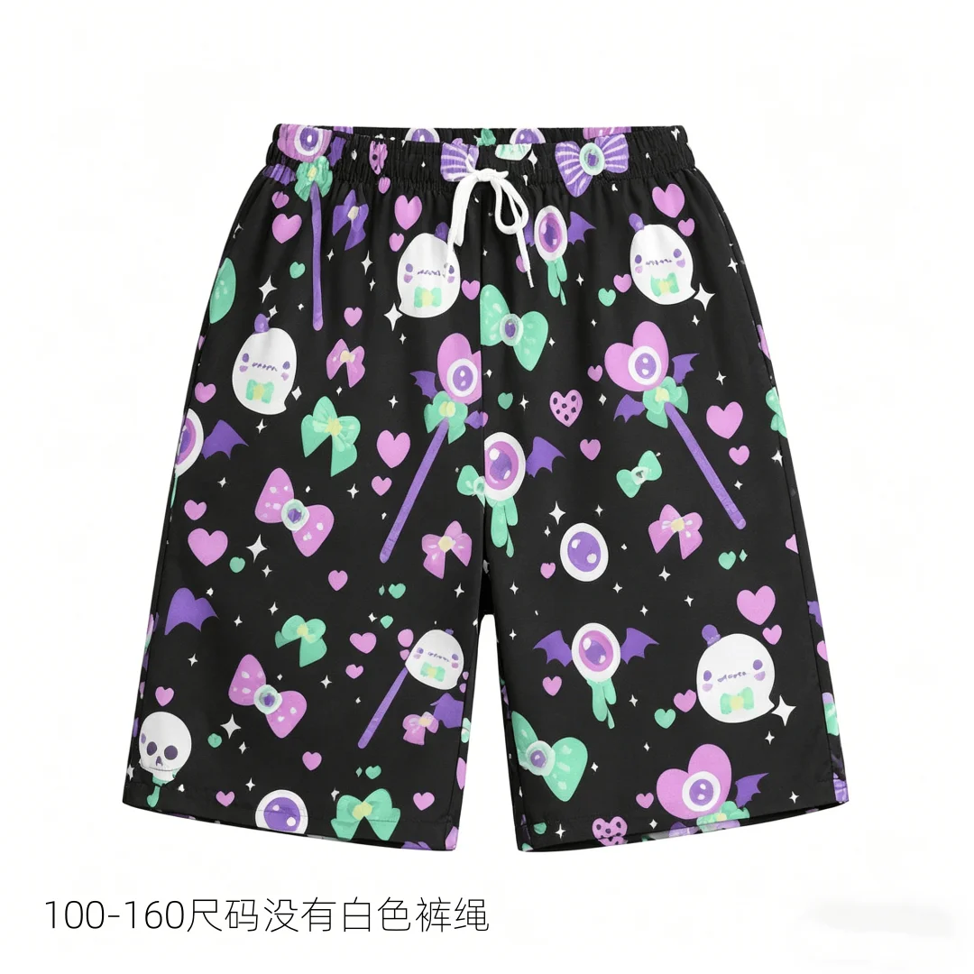 2026 Summer Rainbow Candy Series Casual Shorts Adult Large Breathable Quick Drying Beach Shorts Children Kawaii Party Dress