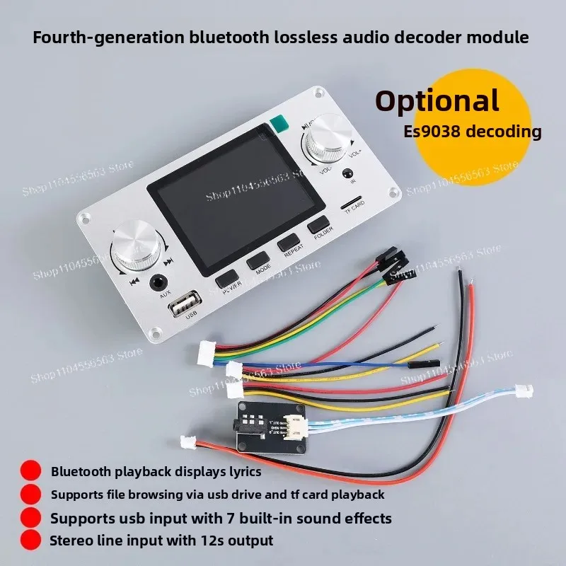 2.8 Inch TFT USB Player Bluetooth Lossless Audio Decoder Board with I2S Digital Output, HiFi DAC Module for DIY Speaker