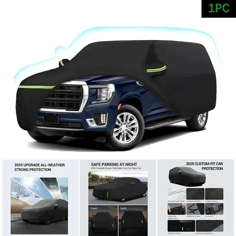 

Car Cover Waterproof Sun Rain UV Dust Snow Protection Outdoor Cover with Zipper Door For 2007-2024 Chevrolet Tahoe Heavy Duty