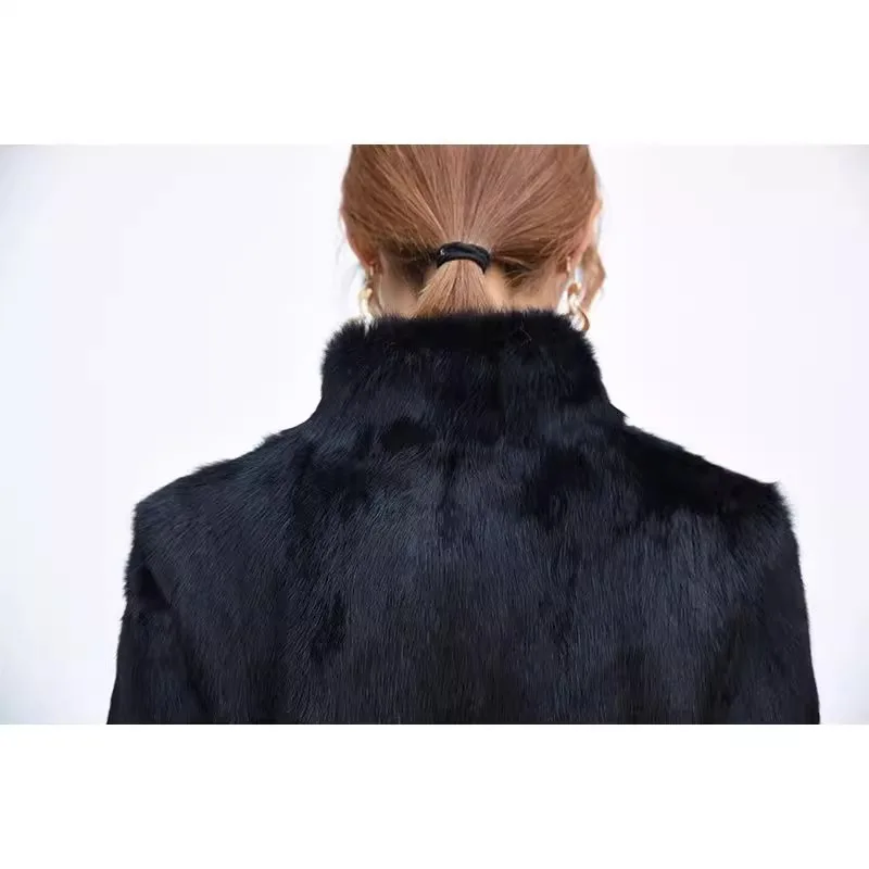 New fashion women long rabbit fur coat ladies genuine real natural 100CM long jacket outwear over coat custom any size F1978