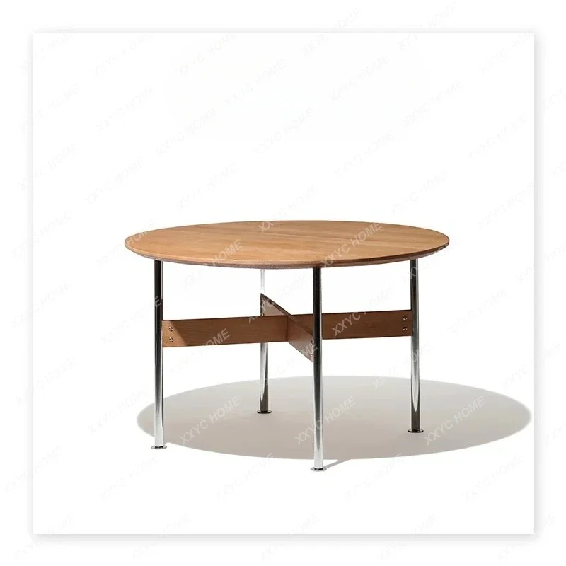 

Solid wood round table/stainless steel Bauhaus retro style round dining table