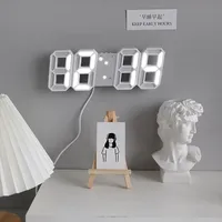 3D LED Digital Clock Luminous Fashion Wall Clock Multifunctional Creative USB Plug in Electronic Clock Home Decoration