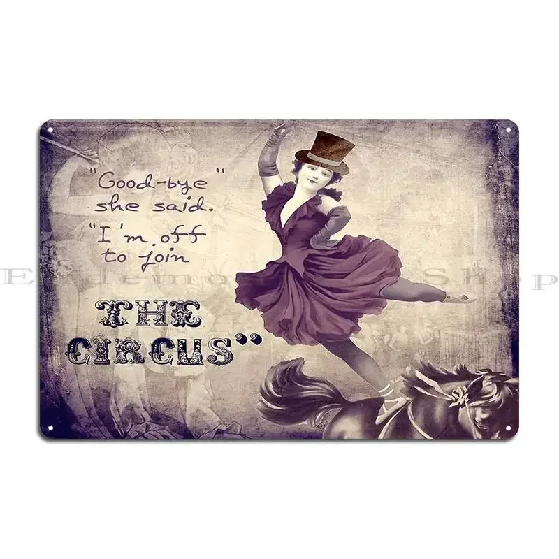 Off To Join The Circus Metal Plaque Cinema Club Pub Vintage Designs Tin Sign Poster