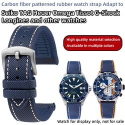 20mm 21mm 22mm 23mm 24mm rubber strap Bracelet For Seiko TAG Heuer Omega Tissot Citizen Longines watch strap Carbon pattern band