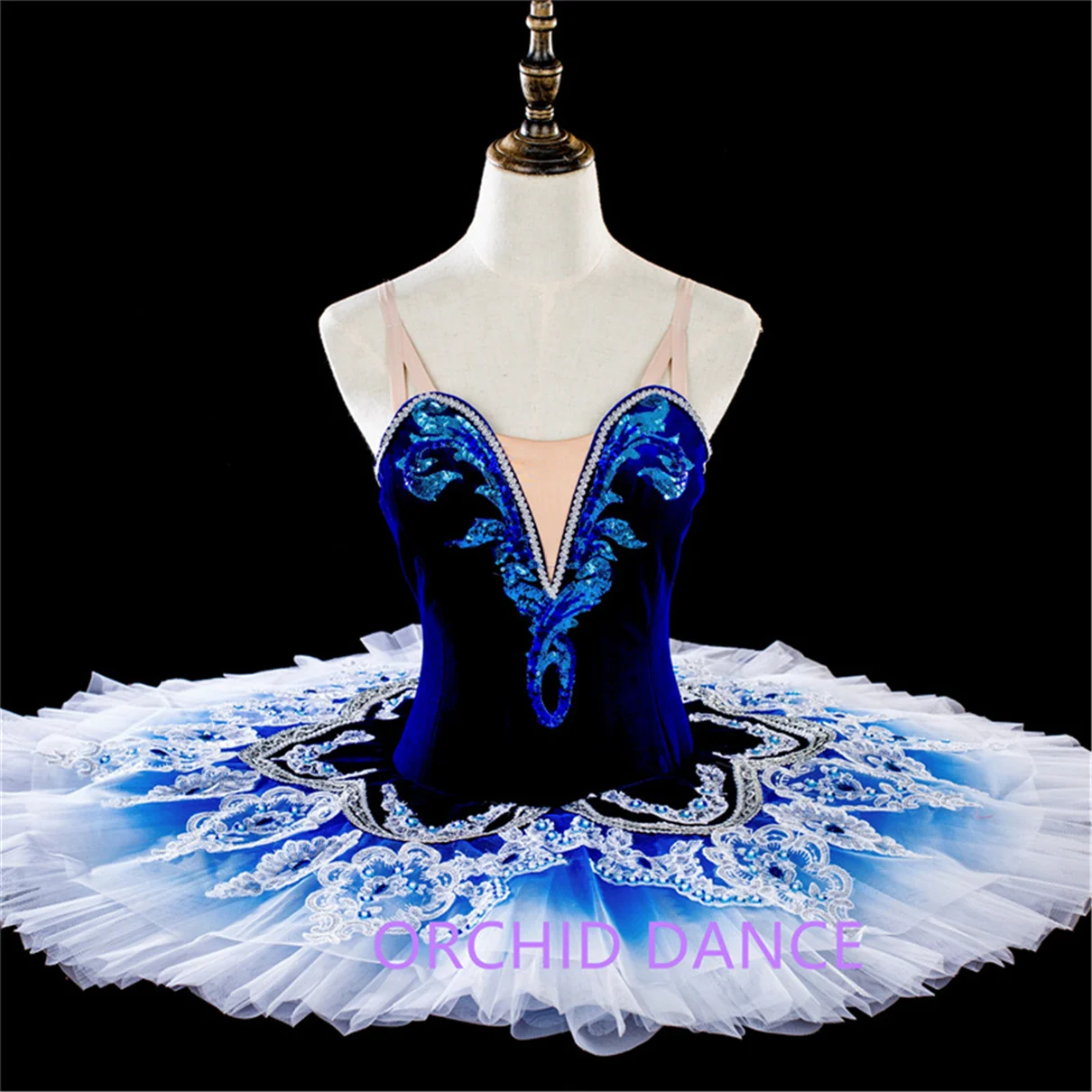 Vintage Professional Exquisite Design Costom Color Costom Size High Quality Girls Kids Performance Wear Dark Blue Ballet Tutu