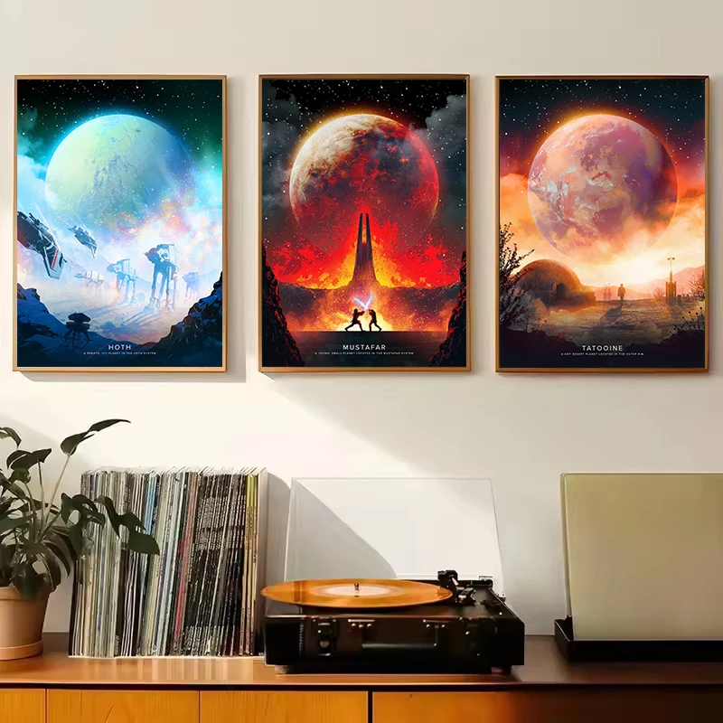 Minimalist Star Planets Travel Tatooine Landscape Movie Nordic Poster Wall Art Pictures Canvas Painting Home Bedroom Decor