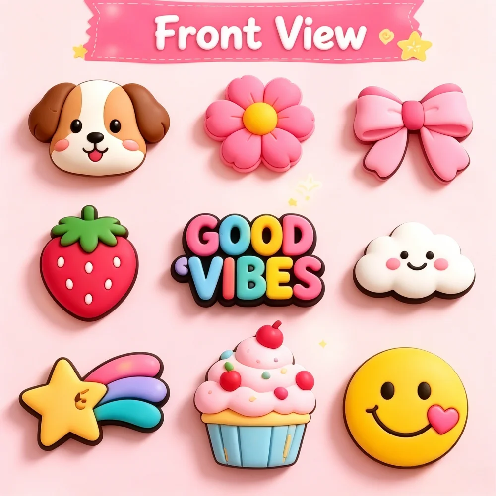 Custom PVC Shoe Charms Personalized Soft Rubber Croc Charms for Shoes Custom Logo Cartoon Cute PVC Shoe Accessories Bulk MOQ 100 view 3