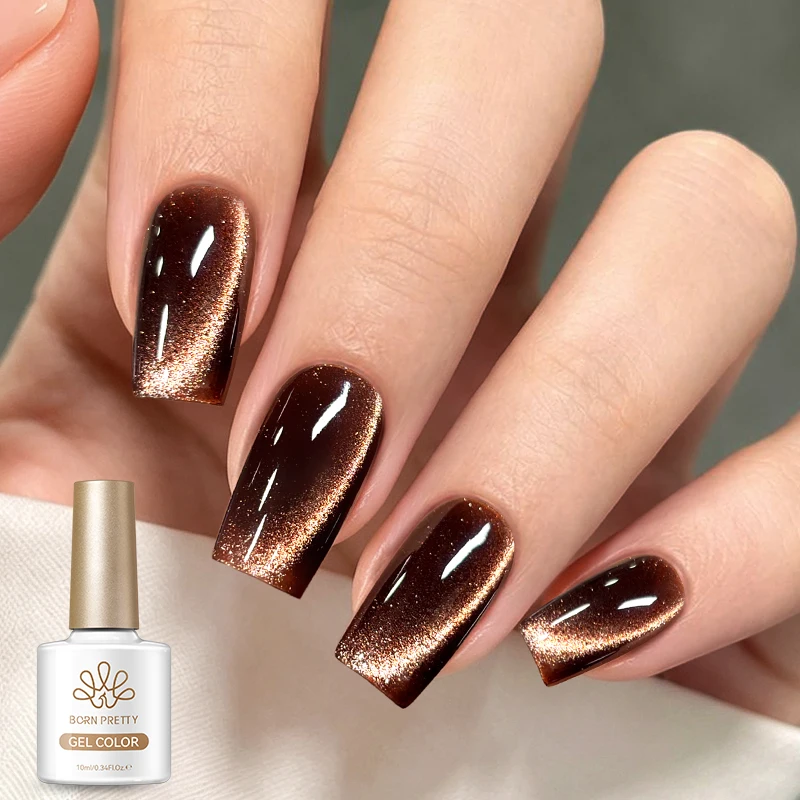 BORN PRETTY Coffee Chocolate Cat Magnetic Eye Gel Polish Golden Gradient 10ml Autumn Series Soak Off UV LED Nail Art DlY At Home