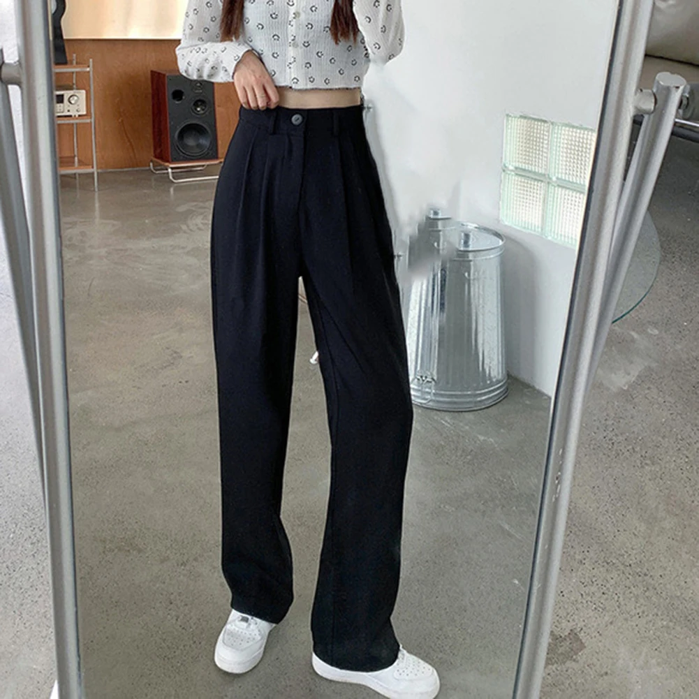 بنطلون كاجوال سروال عالي الخصر في مكان العمل، بنطلون بيج عالي الخصر مريح وخفيف الوزن كاجوال #2