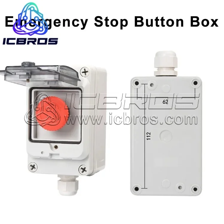 Emergency Stop Control Box Outdoor Button Switch Box With Protective Cover Waterproof Emergency Stop Button Control Box IP65