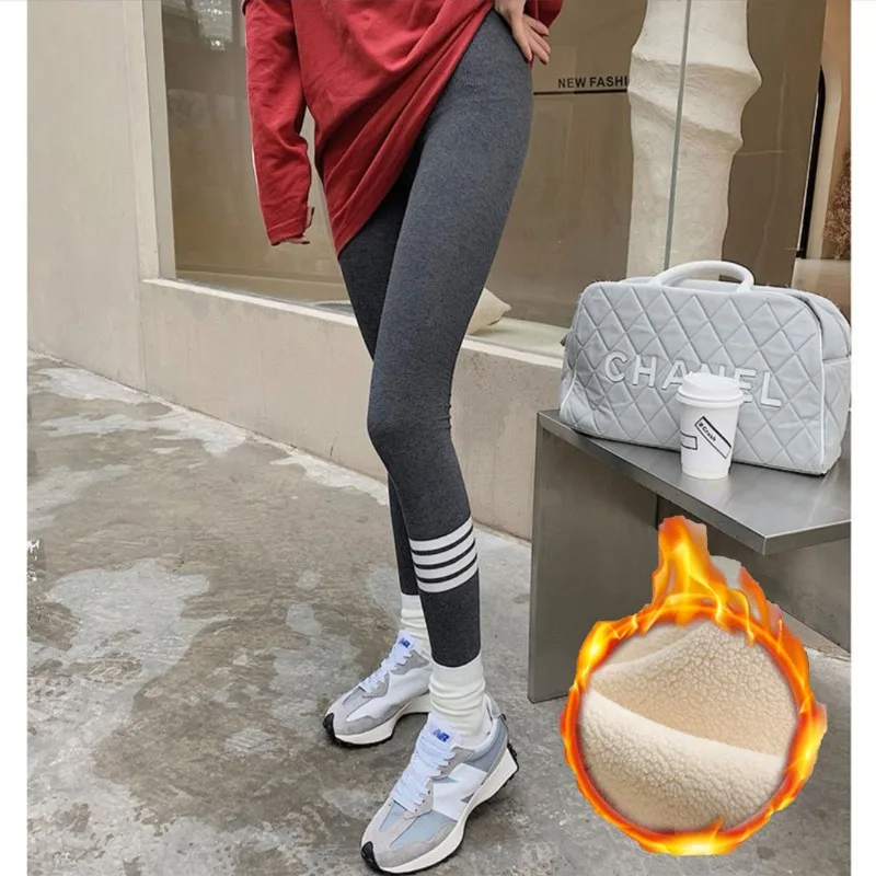 

Зимние теплые леггинсы на плюшевой подкладке с высокой талией и эластичным поясом, серые, черные колготки для женщин, занятий спортом на открытом воздухе