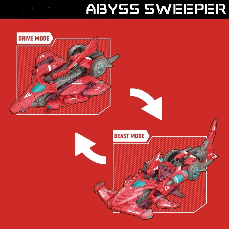 52TOYS BEASTDRIVE ABYSS SWEER، روبوت تشوه، تحويل في سمك القرش المطرقي والمقاتل، شخصية الحركة، هدية قابلة للجمع