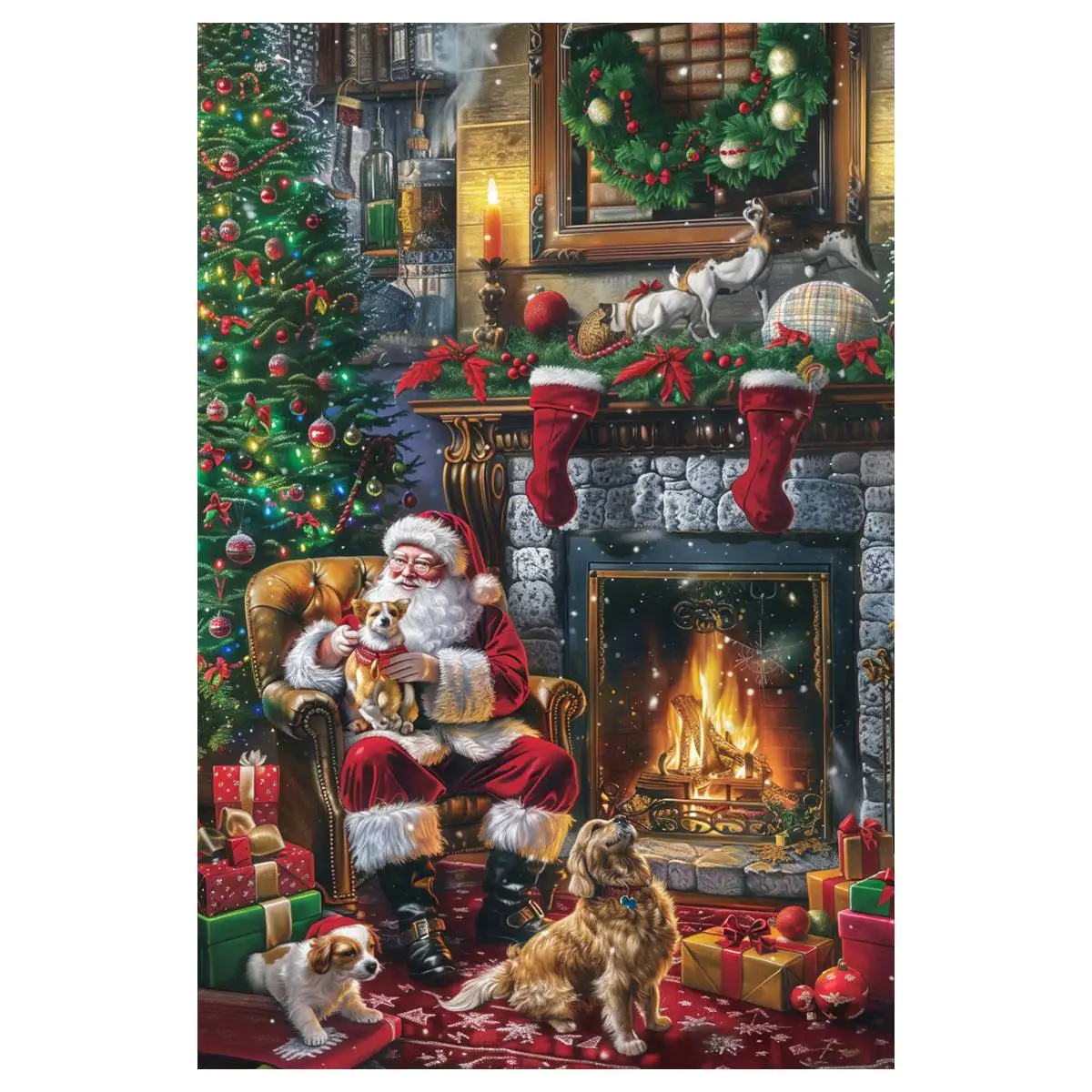 1 Set of 40X60CM/15.7x23.6ch Santa Claus Cross Stitch Kit DIY Kit 11CT/14CT Embroidery Kit Eco-Cotton Thread ThreadLux