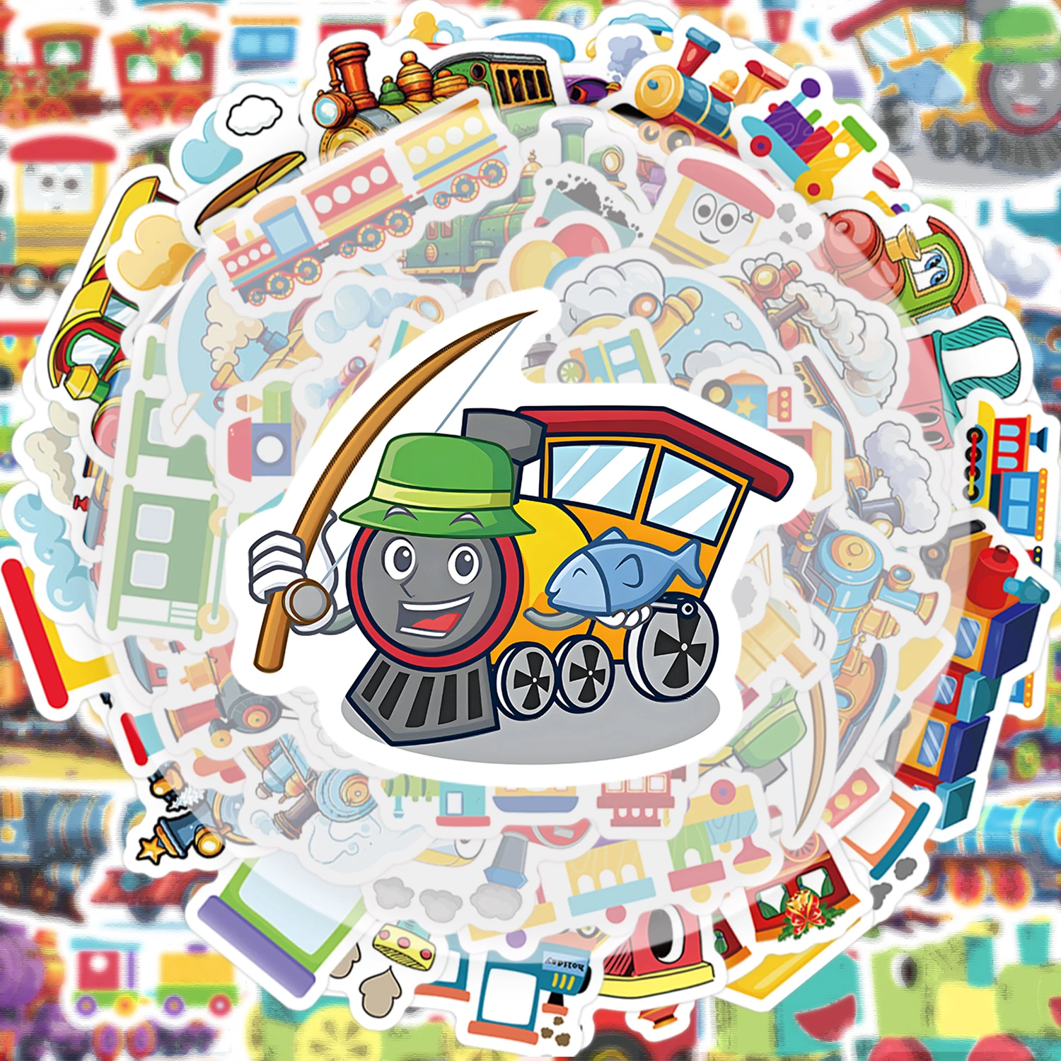 50 Pieces of Train Locomotive Graffiti Stickers, Vibrant Stickers Suitable for Water Bottles, Laptops, Cell Phones, Suitcases, Skateboards, Guitars, Party Decorations