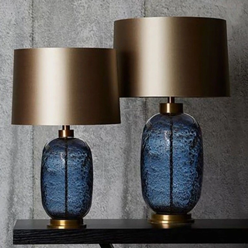 

SANDYHA American Style Blue Glass Floor Lamp for Living Room Decoration Home Led Light Bedroom Bedside Table Lighting Fixtures
