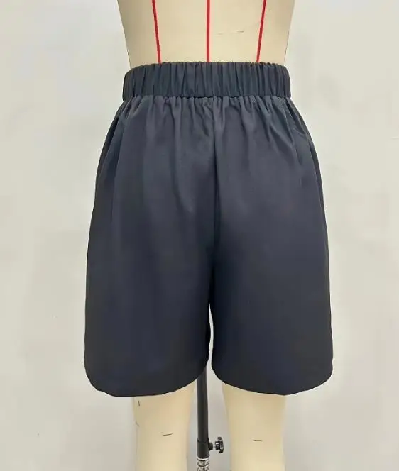 Spodnie damskie na lato 2025, jednolite, z wysokim stanem, plisowane, luźne, z prostymi nogawkami, codzienne, proste, uniwersalne szorty.