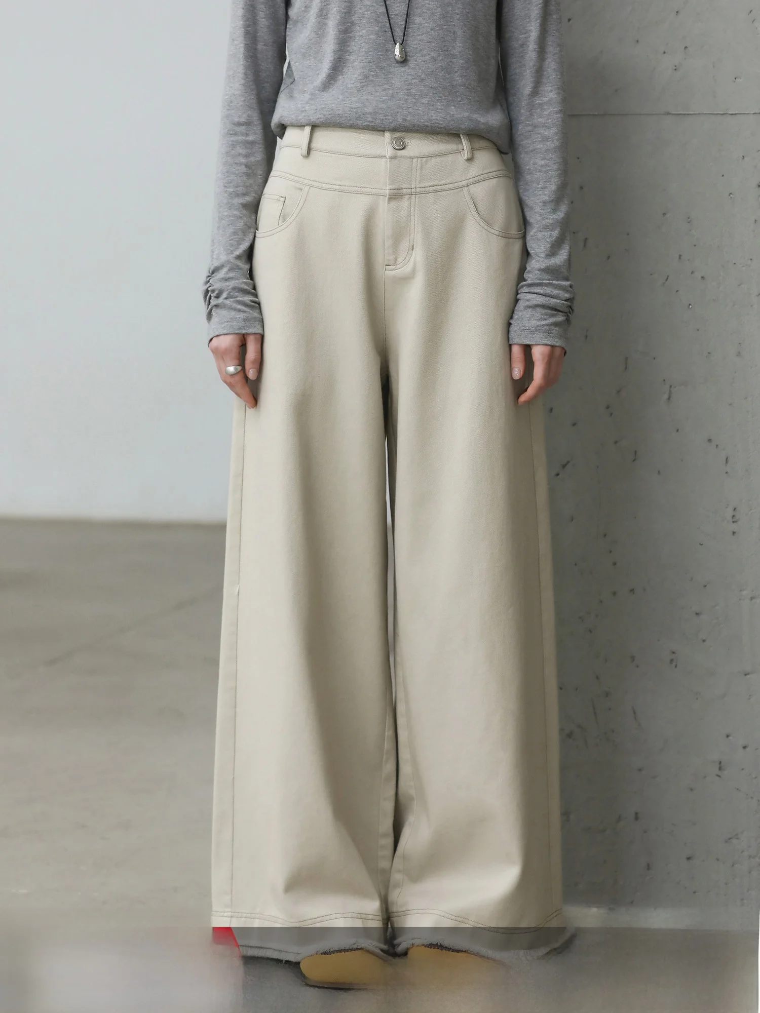 

MELLIIY High Waist Wide Leg Pants Women's Faionable Versatile Autumn Casual Trousers with kets Cotton Comfortable Fit