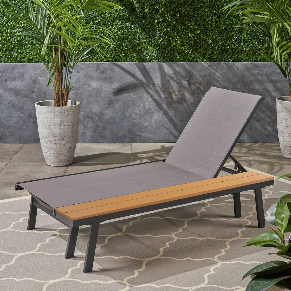 

YQXH WATERLOO CHAISE LOUNGE WITH ATTACHED WOOD SIDE TABLE, 1PC, (62756.00BLK)