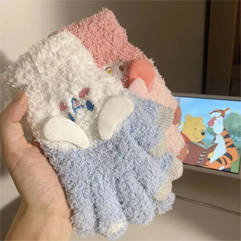 قطعتان (زوج واحد) 4 ألوان للاختيار من بينها، قفازات دافئة وباردة مقاومة للشتاء، لطيفة، متوافقة مع شاشة اللمس، قطيفة، سميكة، أساسية لركوب الدراجات، قفازات دافئة، هدية رائعة للعطلات