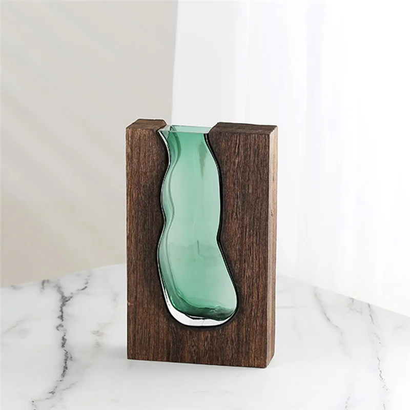 A59E-مزهرية زجاجية للمنزل الخشبي زهرة مرفوعة بالماء طاولة طعام لغرفة المعيشة تشكيلة زهور جافة حاوية حلية سهلة إنستا