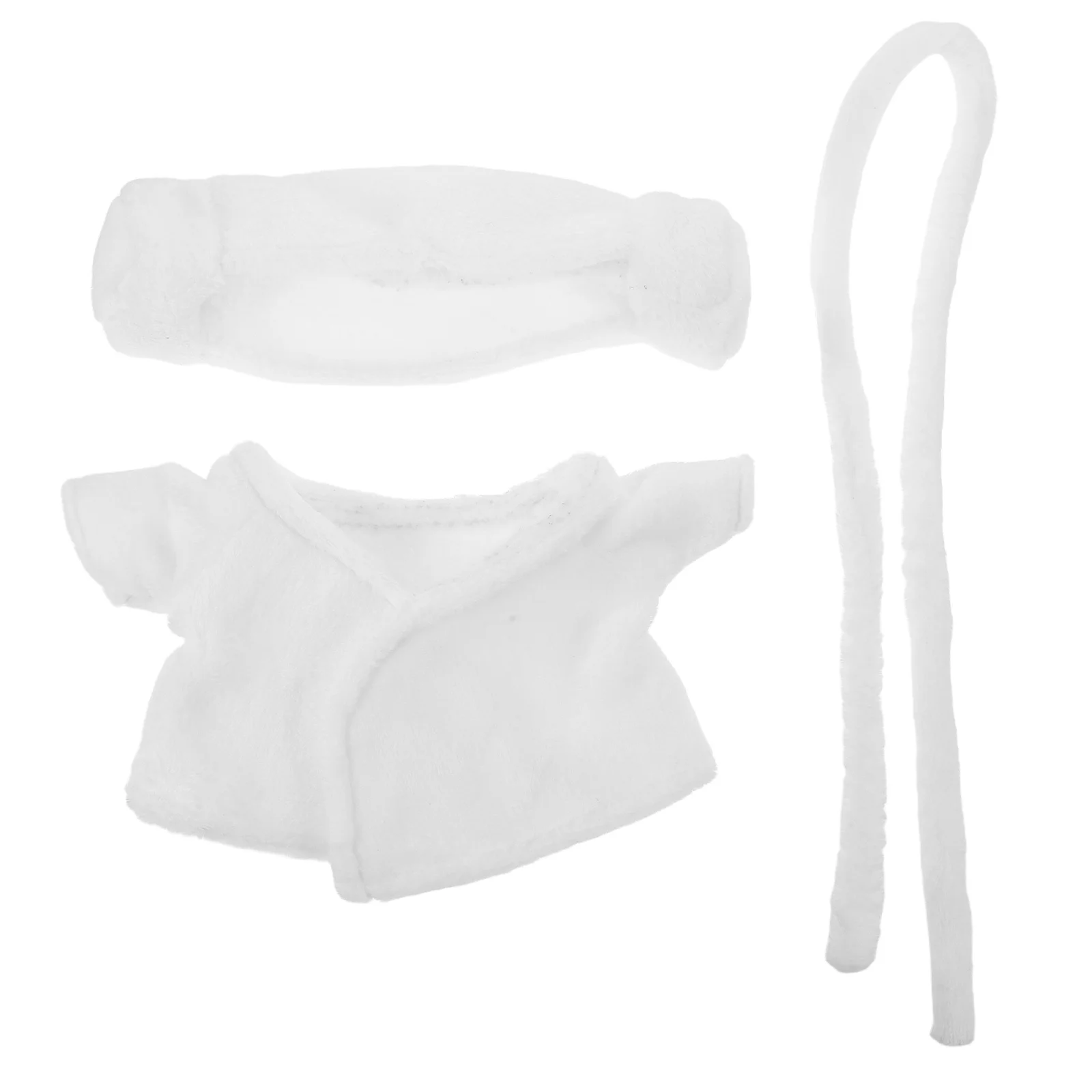 Conjunto de Bata de Baño para Oso, Material Acogedor Blanco, Bata de Spa para Animales de Peluche de 28 cm, Ropa de Dormir, Accesorios de Mini Guardarropa, Conjunto Festivo