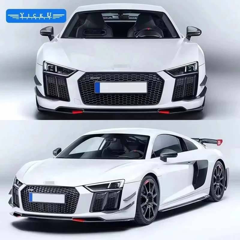 The New 100% Dry Carbon Fiber Body Kit Features Front and Rear Lip Side Skirts Spoilers 2016-18 Suitable forAu di R8 Car Spoiler