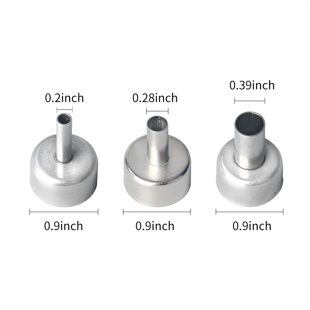 

3pcs 858D Hot Air Nozzle 5 8 10mm Stainless Steel 850 850A 852 852D 852D 950 For Air Pump Hot Air Desoldering Station