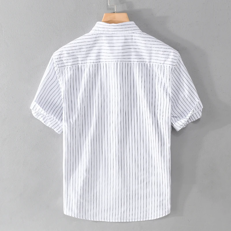 

New Style Short-sleeve Casual Stripe Cotton Brand Shirts For Men Trend Comfortable Tops Clothing Camisa Masculina Drop Shipping
