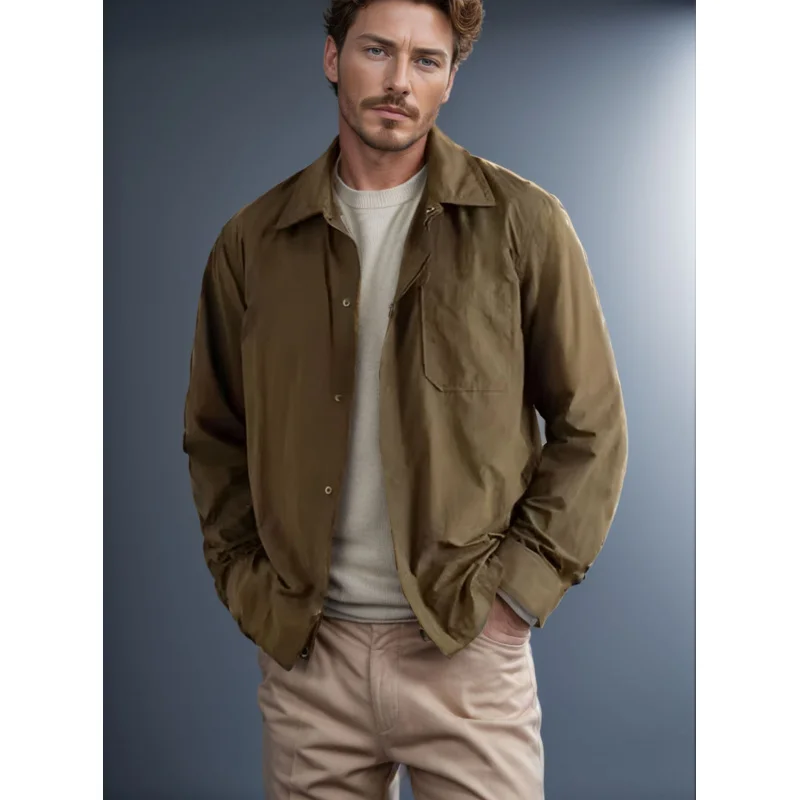 

Spring and Summer New Retro Casual Solid Color Lightweight Jacket Men's Solid-Colored Sun Protection Jacket