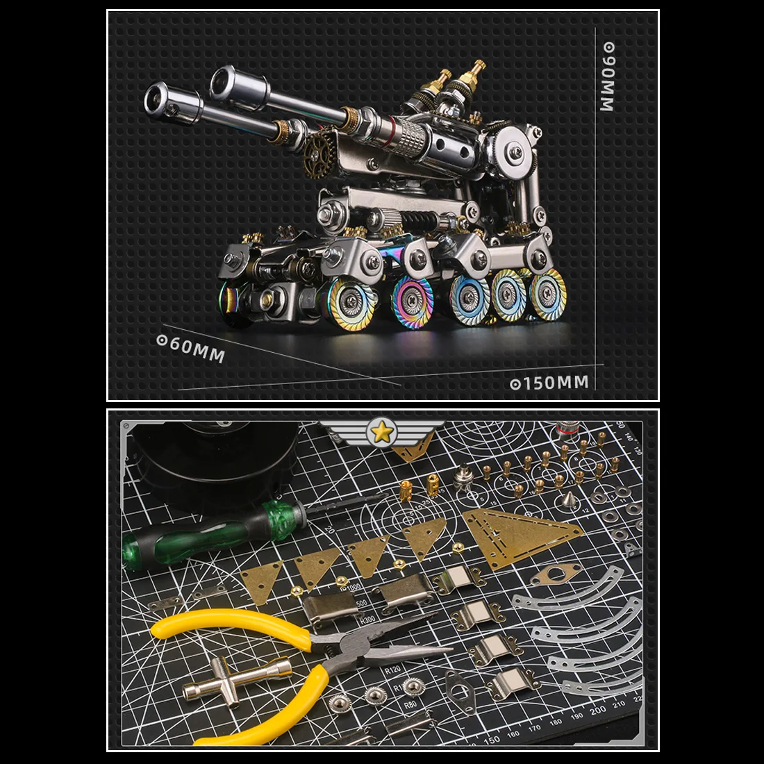 3D DIY presisi model logam perakitan mainan kit deformasi apocalypse tank dekoratif tekstur ornamen teman hadiah kualitas