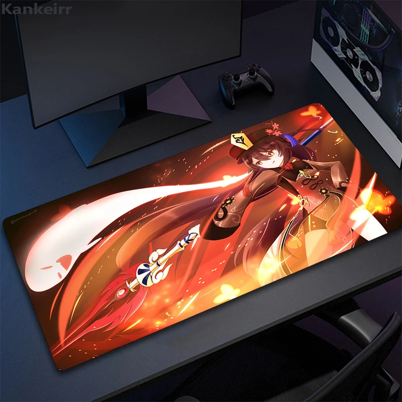 Anime Genshin Impact Hu Tao Mouse Pad Large Gaming Mousepad Rubber Mat Deskmat Pc Accessories Desk Protector Gamer Keyboard Pads