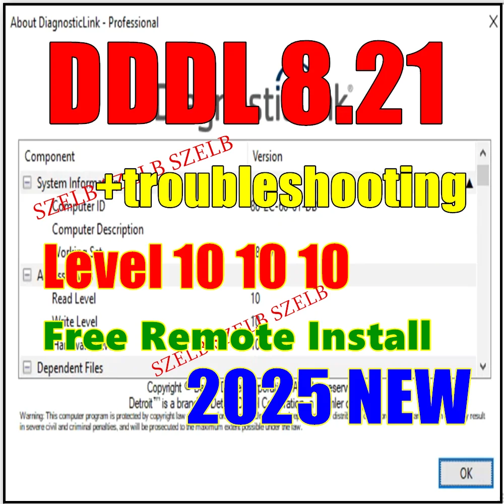 

2025 DDDL 8,21 SP1 Детройт Дизель Диагностическая ссылка DDDL 8,21/8,13 Профессиональный уровень 10 10 10 + стреляющая стрельба по 2023 пульт дистанционного управления insta