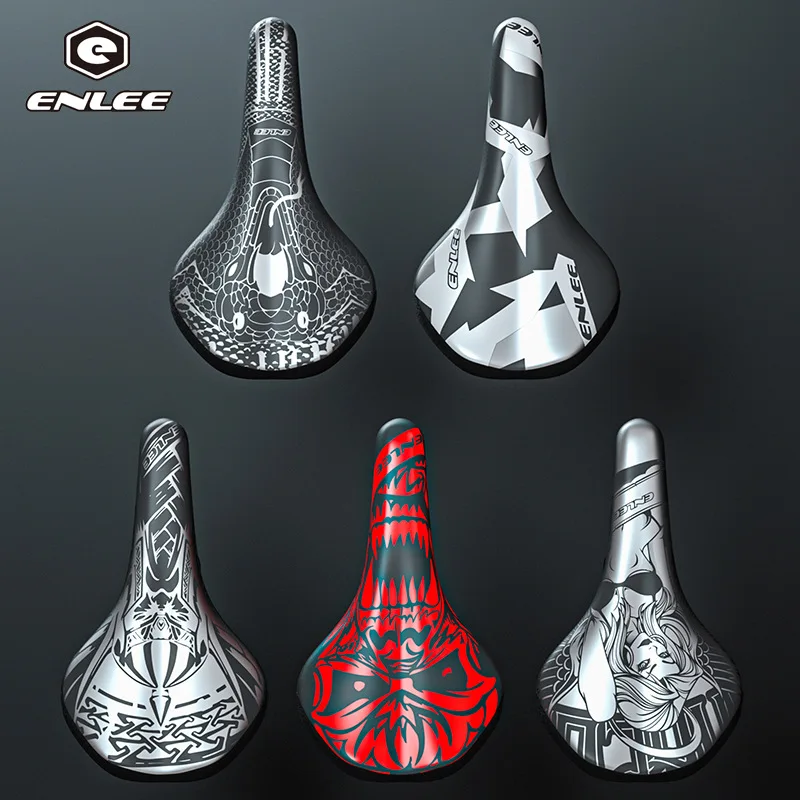 

ENLEE Bicycle Saddle Mountain Bike Saddle Shock Absorbing Saddle Bike Accessories Cycling Gear Universal