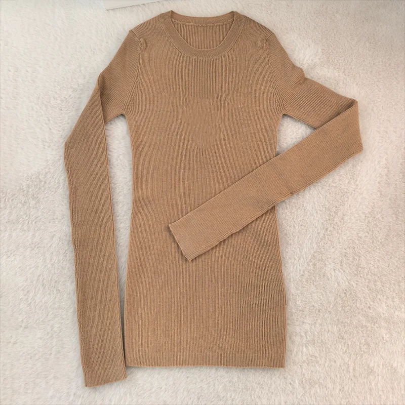 Pull à col rond pour femmes, type A, mi-long, de haute qualité, coupe cintrée, simple, vêtements pour femmes, 25120672