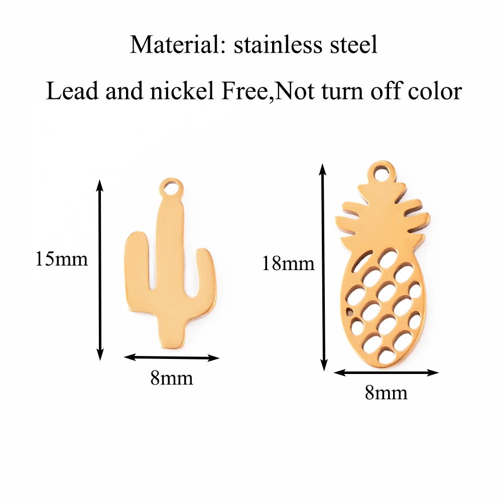 20 Stück/Set Edelstahl-Kaktus-Ananas-Anhänger für Halsketten, Armbänder, Schmuckherstellung, DIY-Handarbeiten-Zubehör – Detail 1