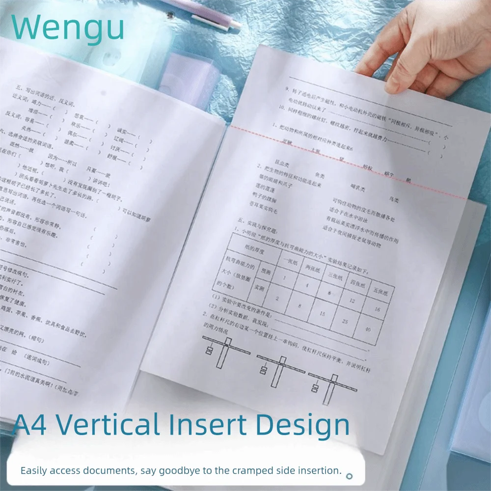 

20 Pages A4 File Folder Large Capacity Waterproof Vertical Hand-held Bag Test Paper Storage Bag for School Office Supplies