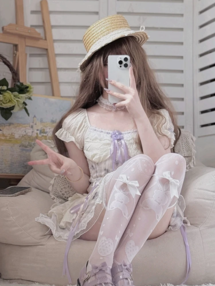 サマースイートカワイイツーピースセット レディース Y2Kデザイン 半袖プリントトップス + リボンミニスカート ファッション 女性 韓国風シックなアウトフィット 新作