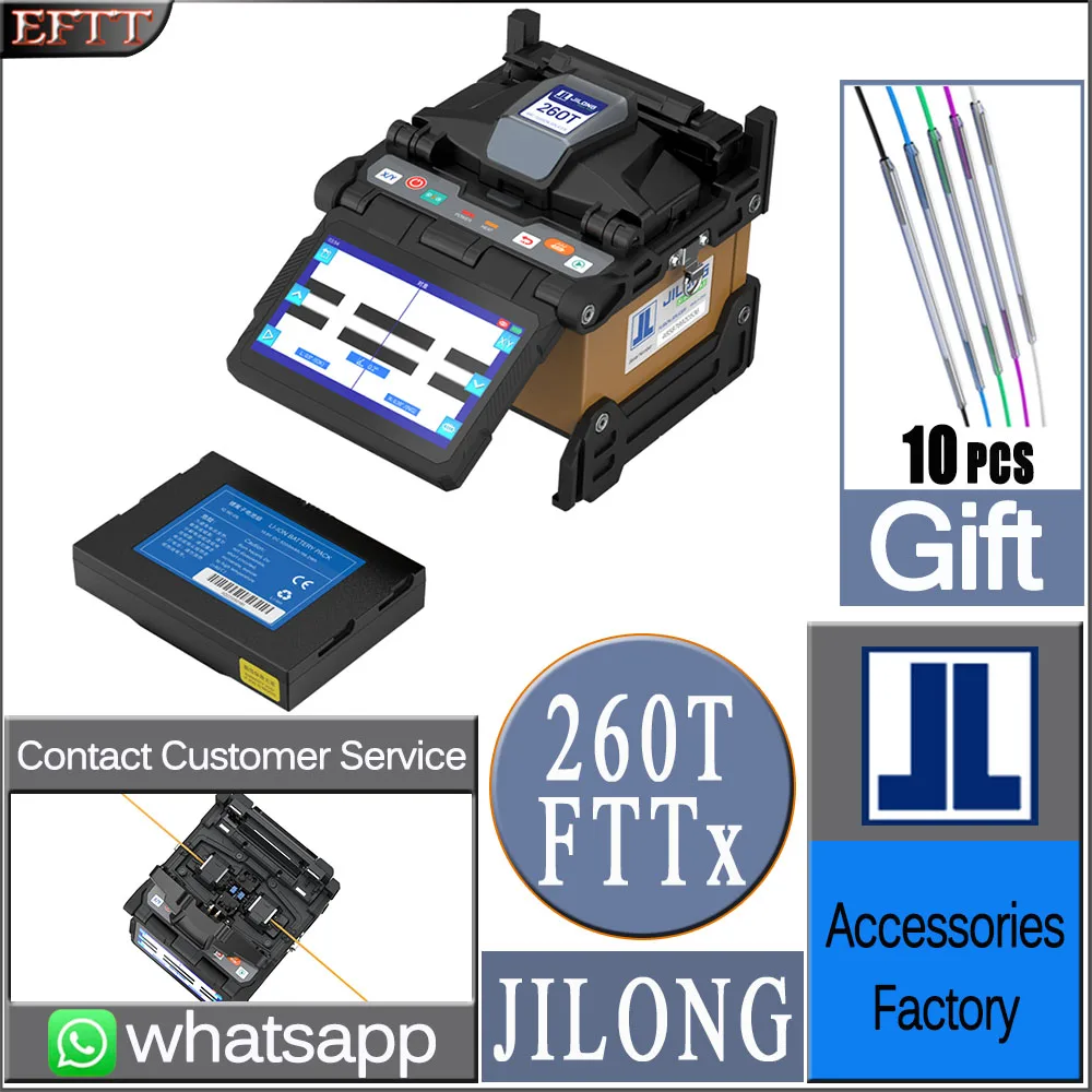 JILONG KL-260T التلقائي بالكامل متعدد اللغات الألياف البصرية الانصهار جهاز الربط FTTH 4 محركات لحام الربط آلة VFL OPM أدوات أطقم