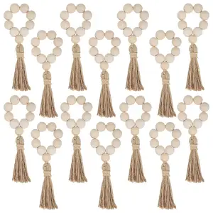Madeira Bead Napkin Rings with Straws, Farmhouse Beads, Rustic Country Table Support, Wedding House Boho Decoration, 1 PC, 12pcs 12 Main Sales Table napkin holder - №3