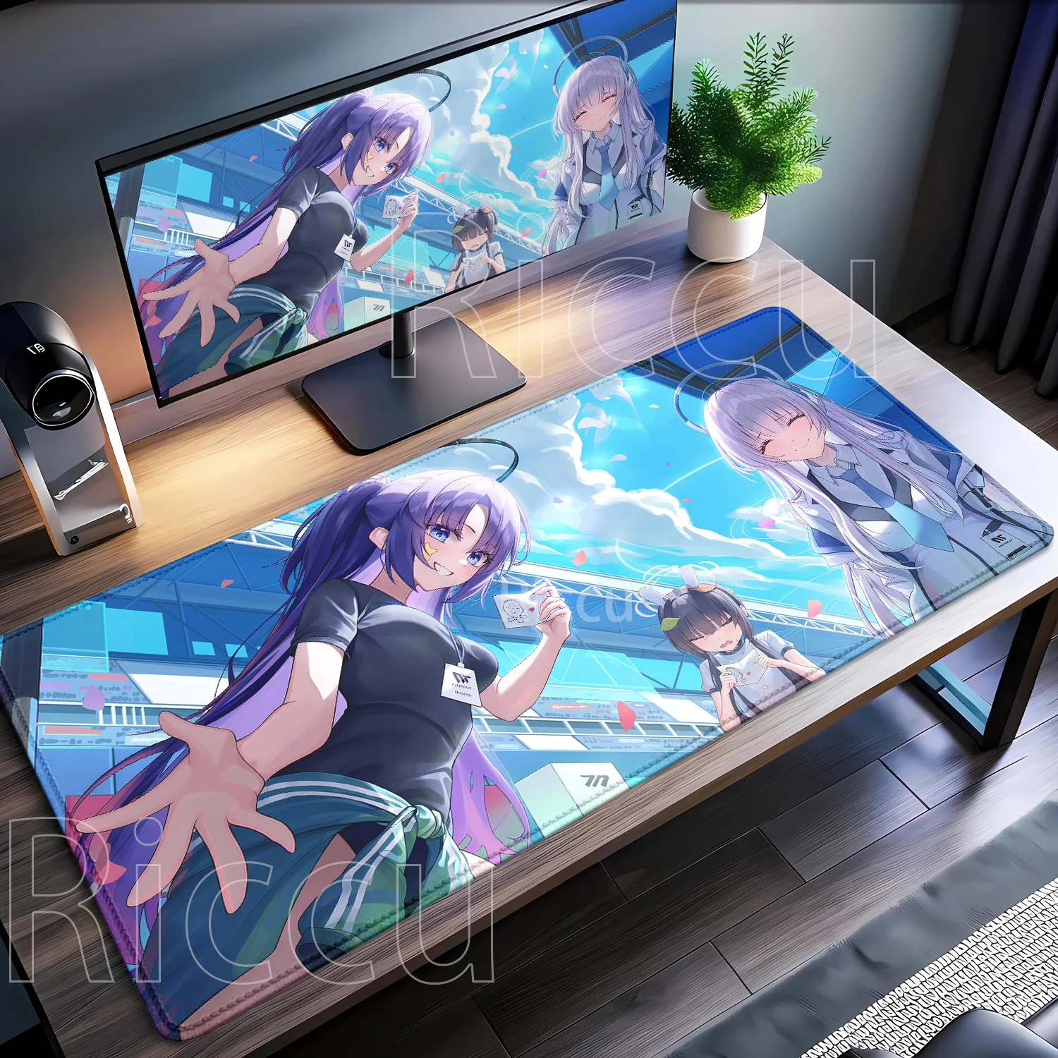 Larger Mousepad Hayase Yuuka Gaming Blue Archive Mouse Pad Overlock ESports Carpet Office Keyboard Non-slip HD Printing Desk Mat